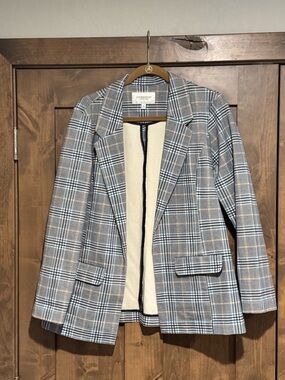 Liverpool Women's Plaid Blazer in Gray and Blue